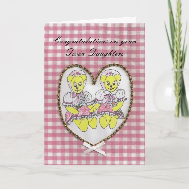 Congratulations on your twin daughters card (Front)