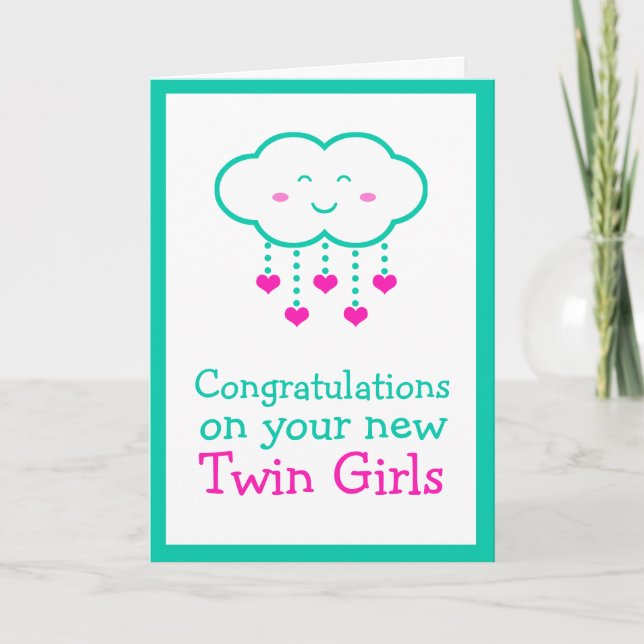 Congratulations on Your Twin Girls Greeting Card (Front)