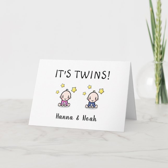 Congratulations On Your Twins, With Names, Custom  Card (Front)