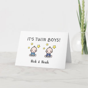 Congratulations On Your Twins, With Names, Custom  Card