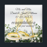 Congratulations on Your Wedding Day- White Roses Magnet<br><div class="desc">Magnets. Congratulations on Your Wedding Day Keepsake for the Bride and Groom. Personalize it with the date and your own saying. ⭐This Product is 100% Customizable. Graphics and text can be deleted, moved, resized, changed around, rotated, etc... 99% of my designs in my store are done in layers. This makes...</div>