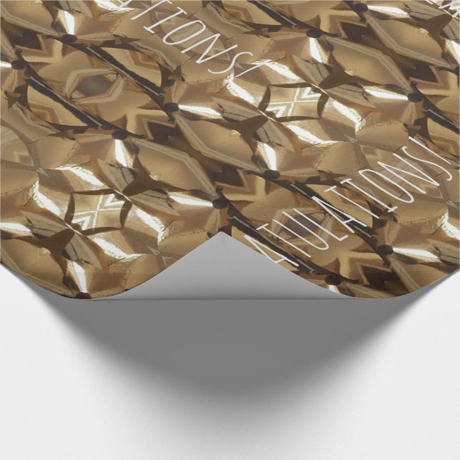 Congratulations or Your Text Mosaic Gold Brown Wrapping Paper (Corner)
