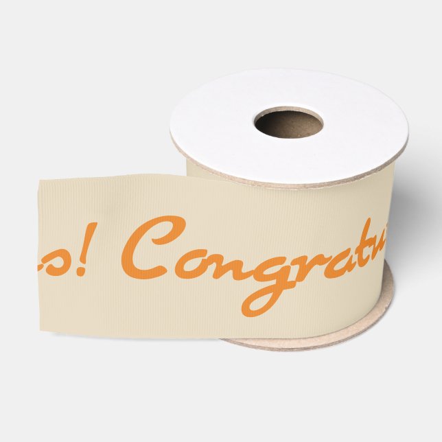 Congratulations Orange Casual Script Grosgrain Ribbon (Spool)