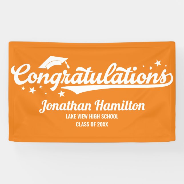 Congratulations Orange Graduation Party Banner (Horizontal)