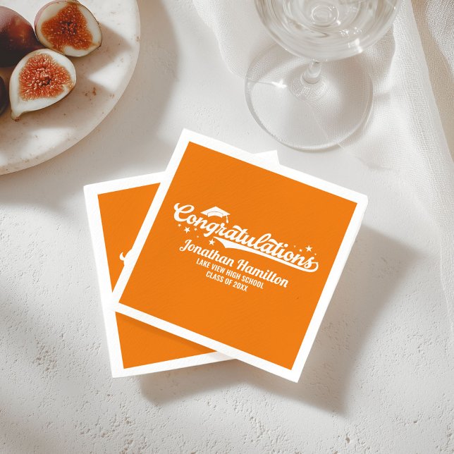 Congratulations Orange Graduation Party Napkin (Creator Uploaded)