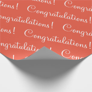 Congratulations Orange Script Wrapping Paper