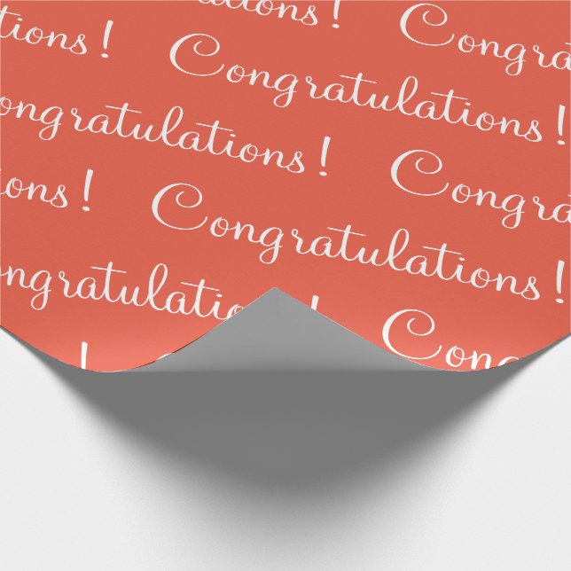 Congratulations Orange Script  Wrapping Paper (Corner)
