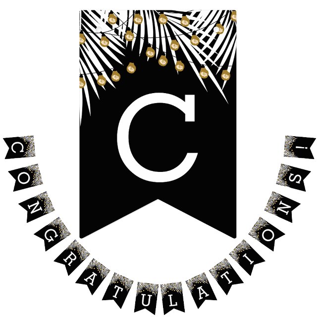 Congratulations Palms Black Gold Bunting Flags (Creator Uploaded)