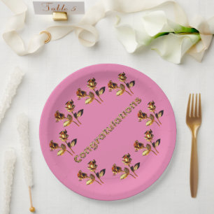 Congratulations Paper Plate, 9" round paper plates