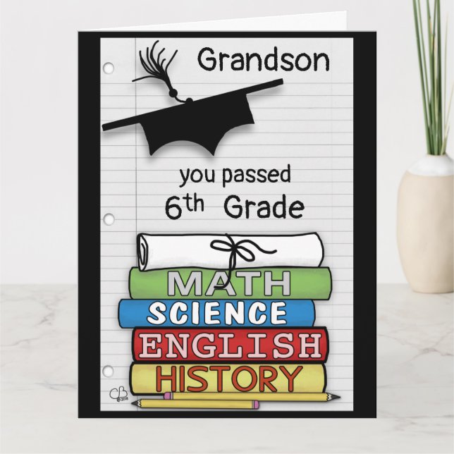 Congratulations Passing 6th Grade, Books Big Card (Front)