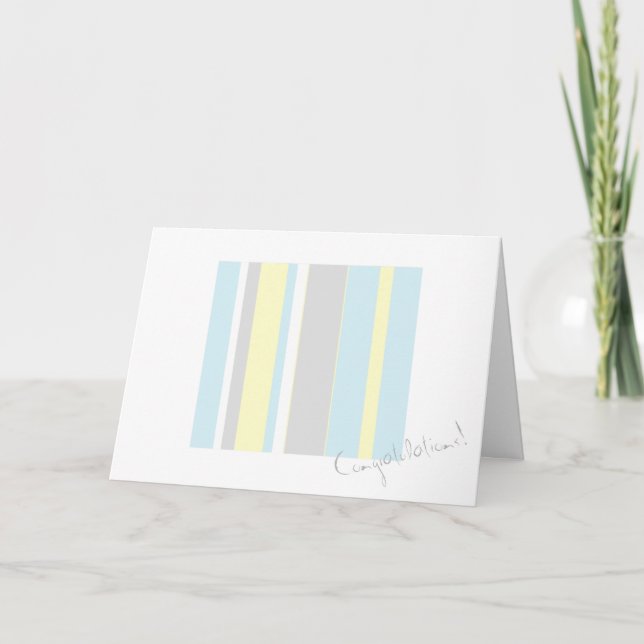 Congratulations Pastel Colours Stripe Greeting Car Card (Front)
