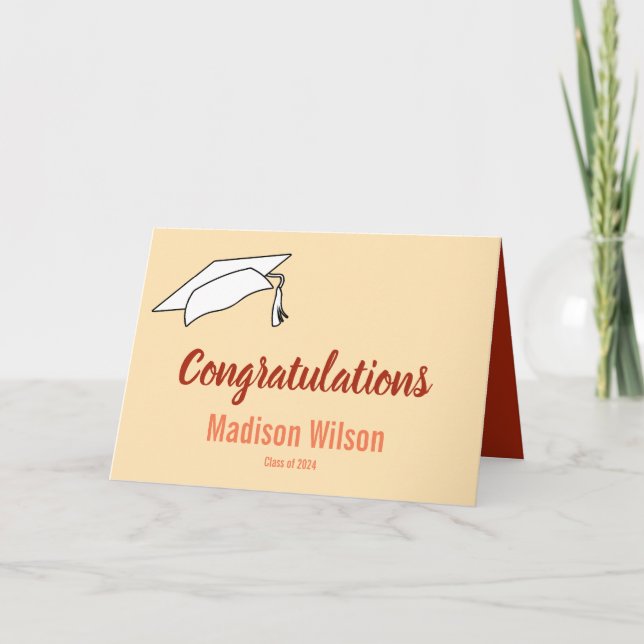 Congratulations Peach Coral and Scarlet Graduation Card (Front)