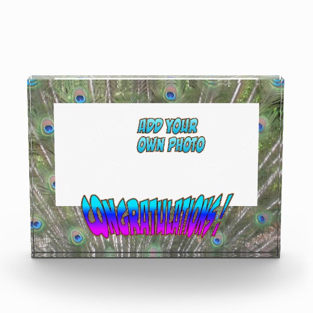 Congratulations Peacock F. Cust. Colour Photo Bloc Block (Front)