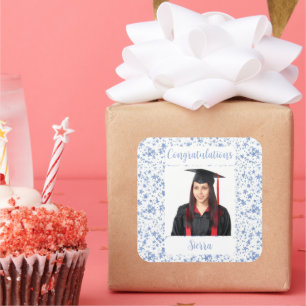 Congratulations Personalized Photo Text Stars Square Sticker