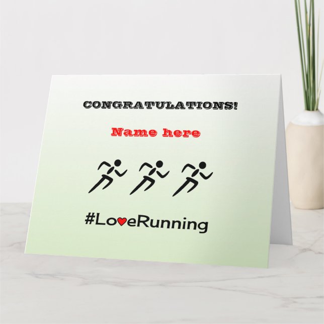 Congratulations personalized runner's card (Front)