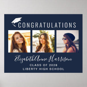 Congratulations Photo Blue Graduation Poster