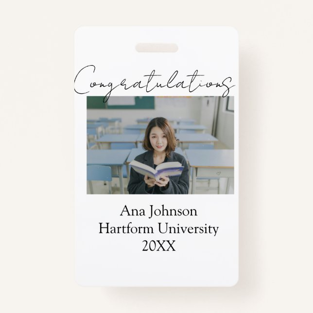 Congratulations photo graduate name university yea badge (Front)