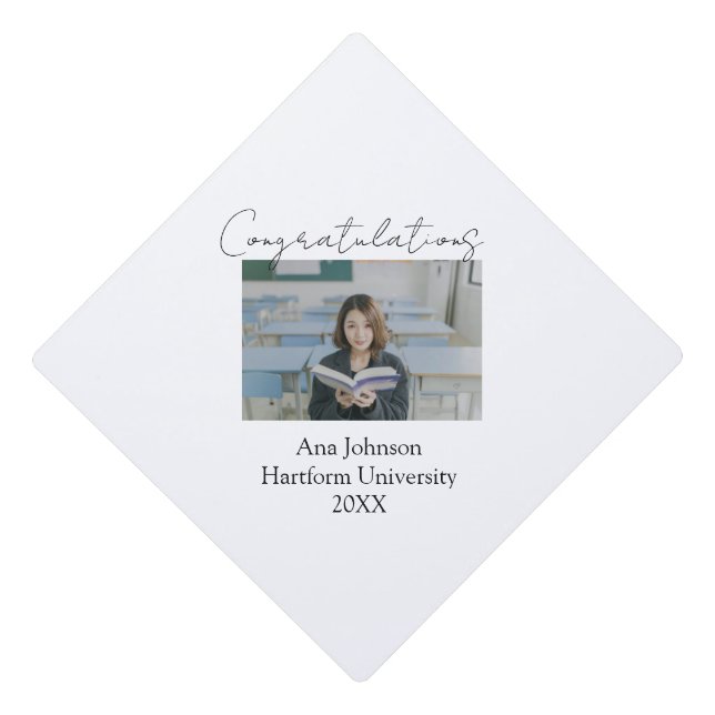 Congratulations photo graduate name university yea graduation cap topper (Front)
