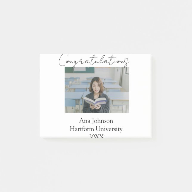 Congratulations photo graduate name university yea post-it notes (Front)