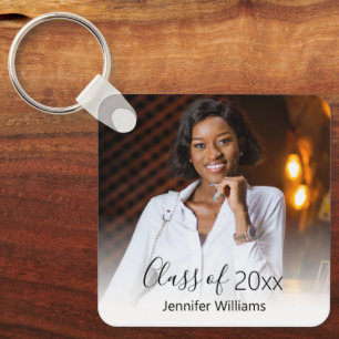 congratulations photo graduation elegant faded keychain