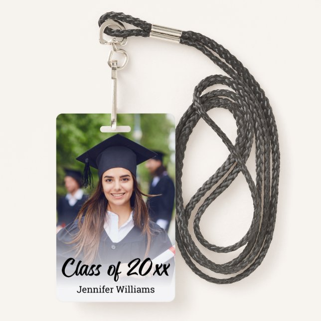 congratulations photo graduation elegant modern badge (Front with Lanyard)