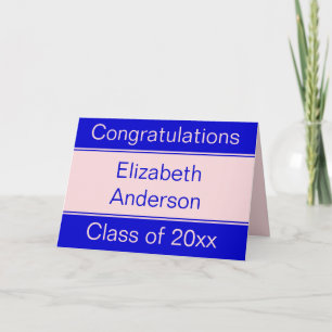 Congratulations Pink and Blue Name Graduation Card