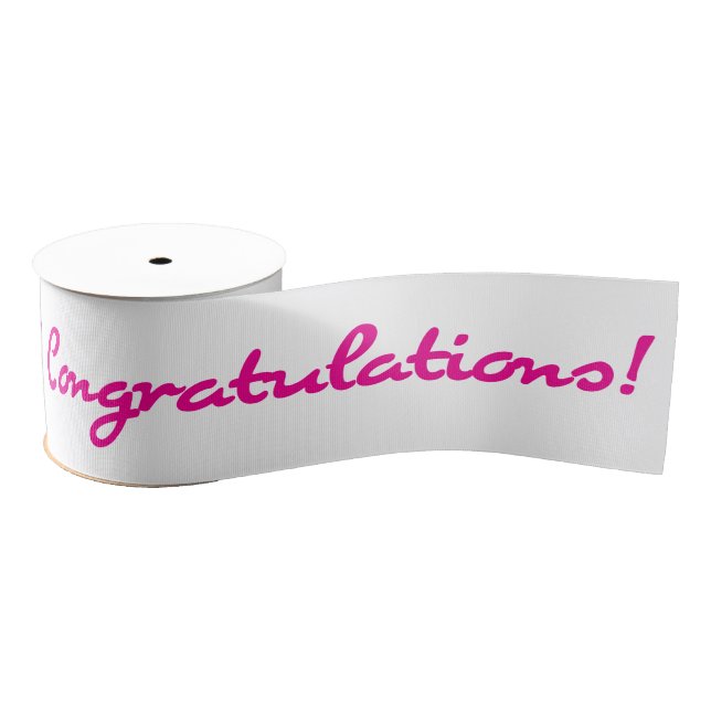 Congratulations Pink Casual Script Grosgrain Ribbon (Spool)