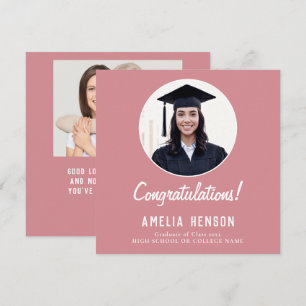 Congratulations Pink Graduate 2 Photo Graduation Card