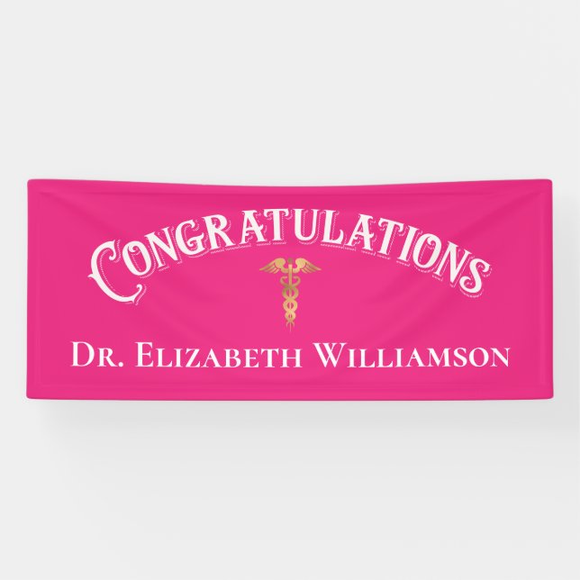 Congratulations Pink Nurse Doctor Medical Banner (Horizontal)