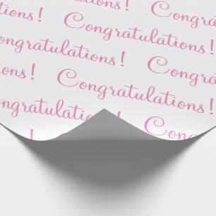 Congratulations Pink Script Wedding Baby Shower Wrapping Paper