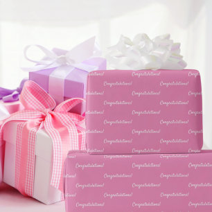 Congratulations pink white wrapping paper