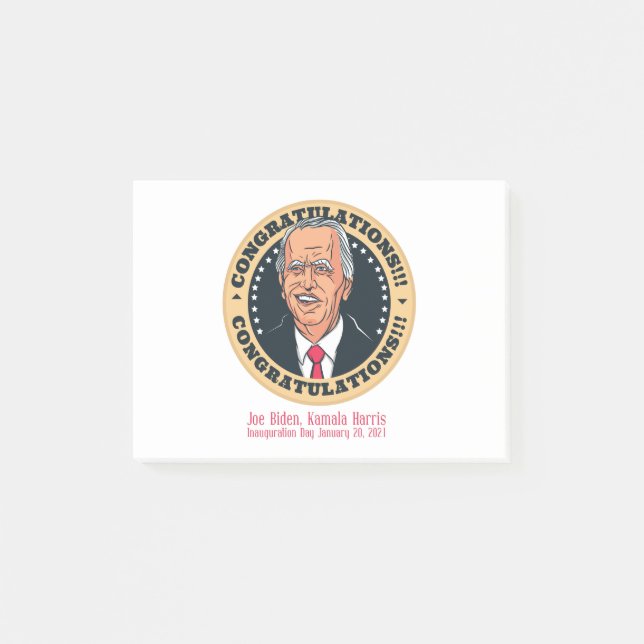 congratulations president joe biden post-it notes (Front)