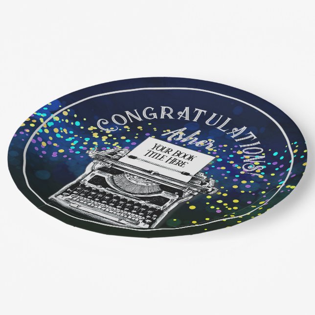 Congratulations Publication Personalized Teal Paper Plate (Angled)