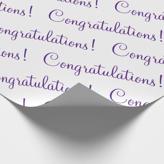Congratulations Purple Script  Wrapping Paper (Corner)