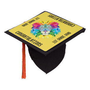 Congratulations Rainbow Lion Head Custom Text Graduation Cap Topper
