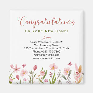 Congratulations!   Realtor Personalized Floral Magnet