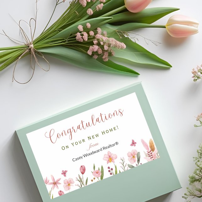 Congratulations Realtor Personalized Pink Flowers Sticker (Creator Uploaded)
