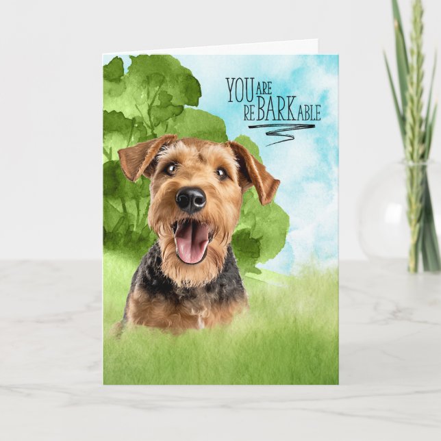 Congratulations reBARKable Airedale Terrier Dog Card (Front)