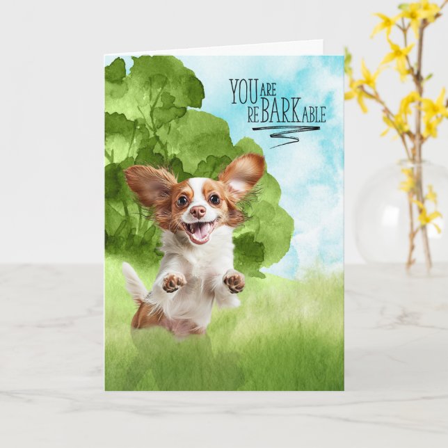 Congratulations reBARKable Cavalier King Charles Card (Yellow Flower)