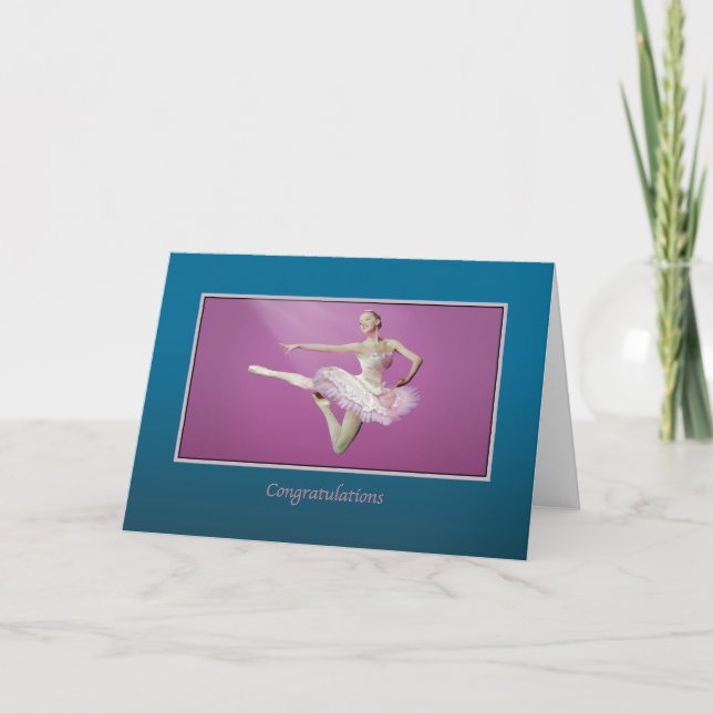 Congratulations, Recital, Leaping Ballerina Card (Front)