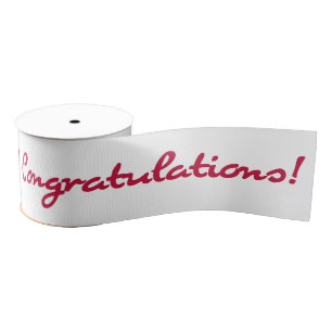 Congratulations Red Casual Script Grosgrain Ribbon
