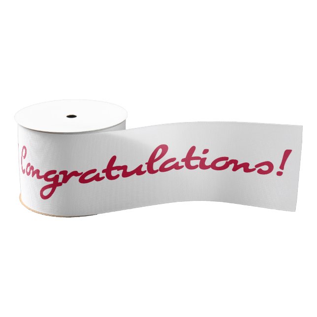 Congratulations Red Casual Script Grosgrain Ribbon (Spool)