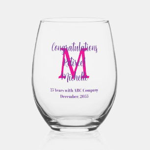 Congratulations Retirement Monogram Name  Stemless Wine Glass