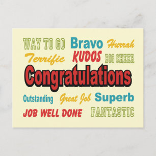 Congratulations Retro Colours Postcard
