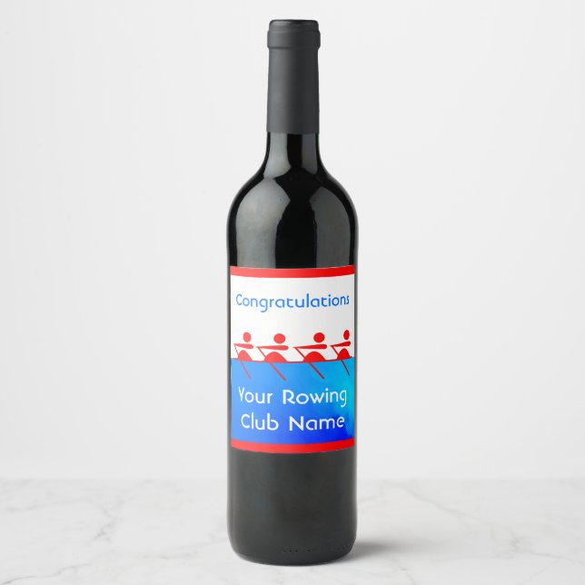 Congratulations Rowing Club Team Wine Label (Front)