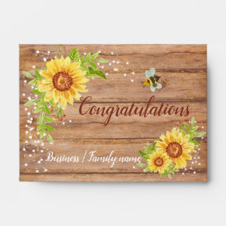 Congratulations Rustic Sunflower Cash Gift   Envelope