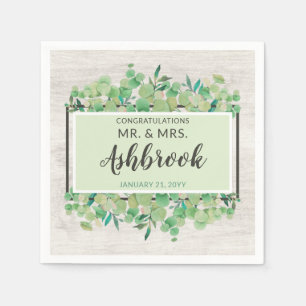 Congratulations Rustic Wood & Eucalyptus Botanical Napkin