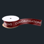 Congratulations Satin Ribbon<br><div class="desc">Congratulations to the graduate, wedding couple, anniversary couple, retired, birthday girl and other lucky celebrates. Modern and simple. White text and background colour of your choice.</div>