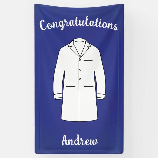 Congratulations School Of Medicine White Coat Banner (Vertical)