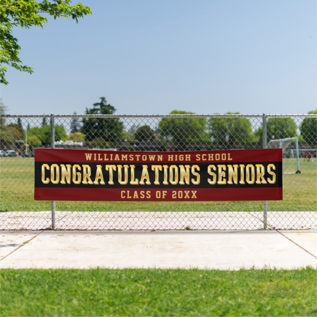 Congratulations Seniors Dk Red | Black | Gold Banner (Insitu)